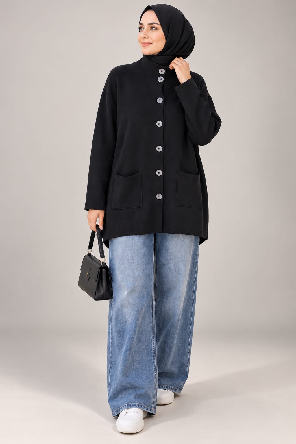 Pull long boutonné