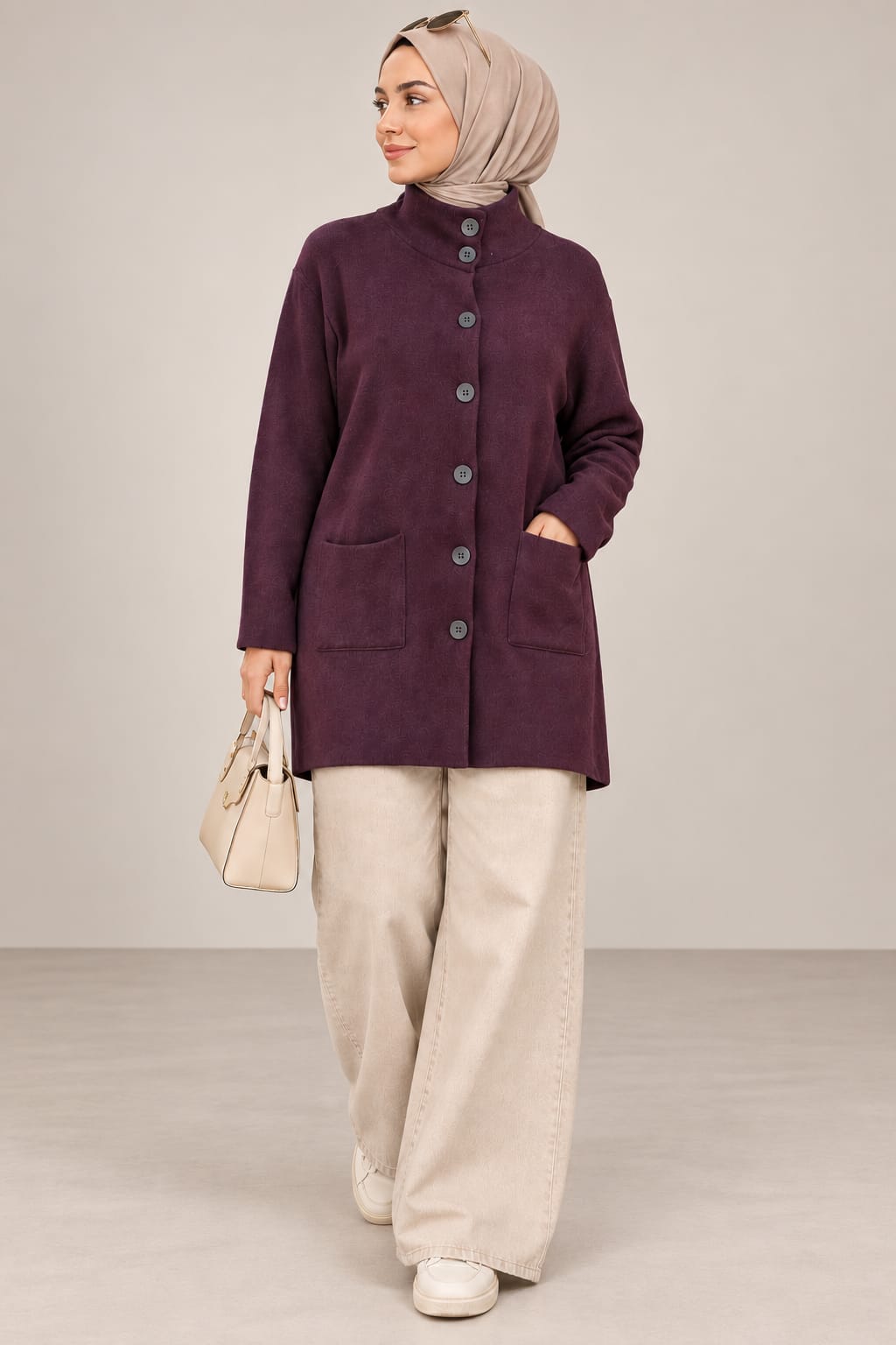 Pull long boutonné