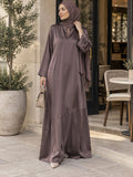 Robe longue satinée marron chocolat