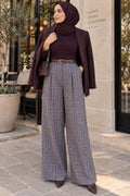 Pantalon à carreaux bordeaux