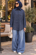 Chemise à carreaux bleu marine