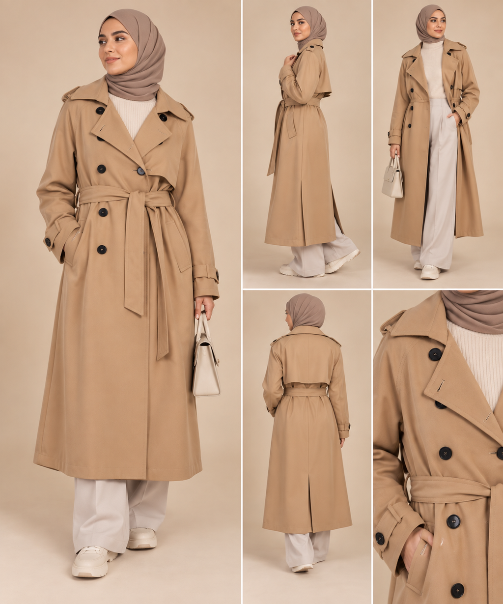 Trench long ceinturé – Beige