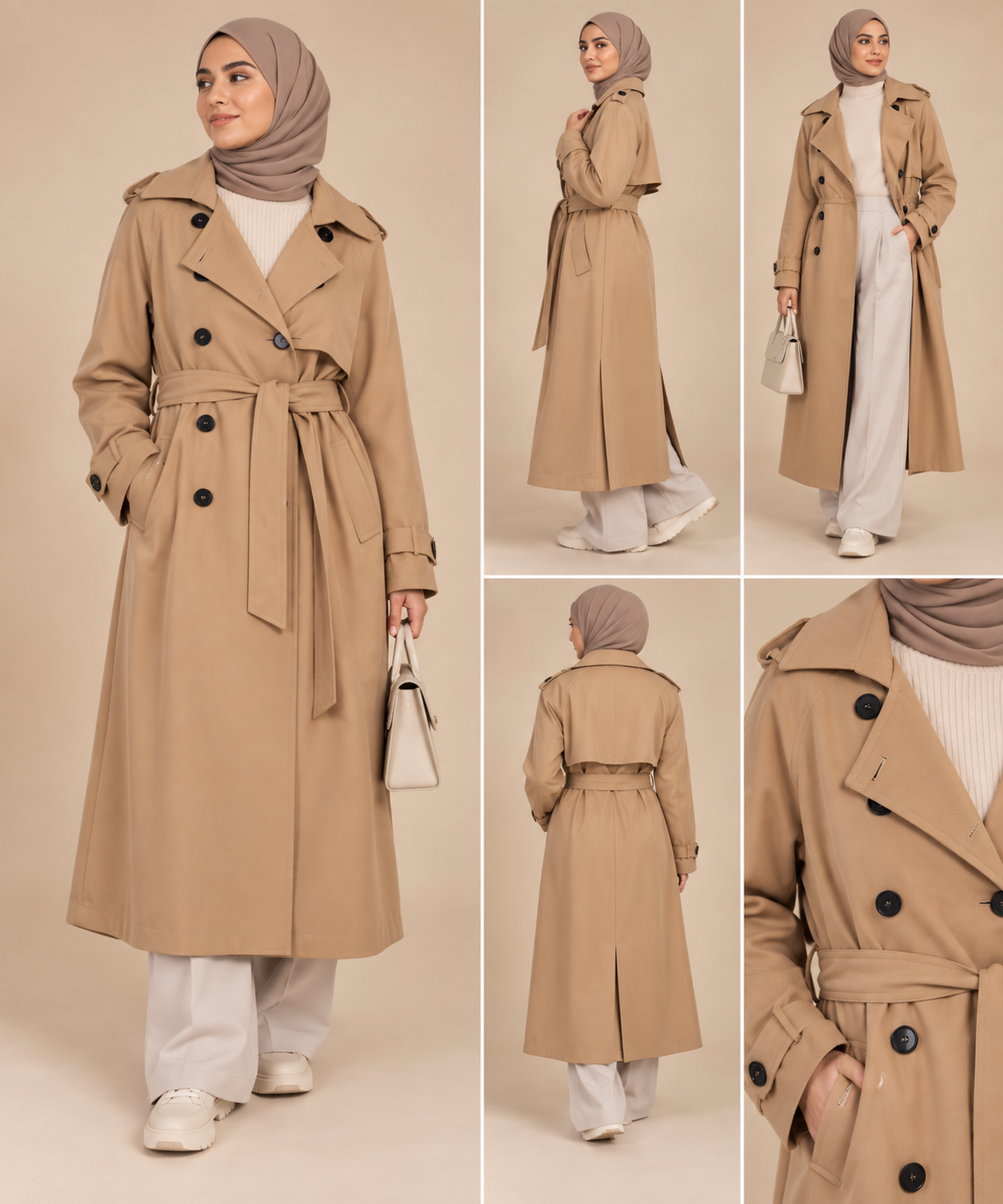 Trench long ceinturé – Beige