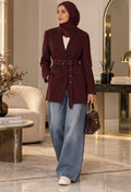 Blazer ceinturé bordeaux